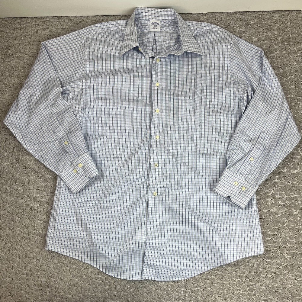 Brooks Brothers 346 Check Dress Shirt Slim Fit 17 4/5